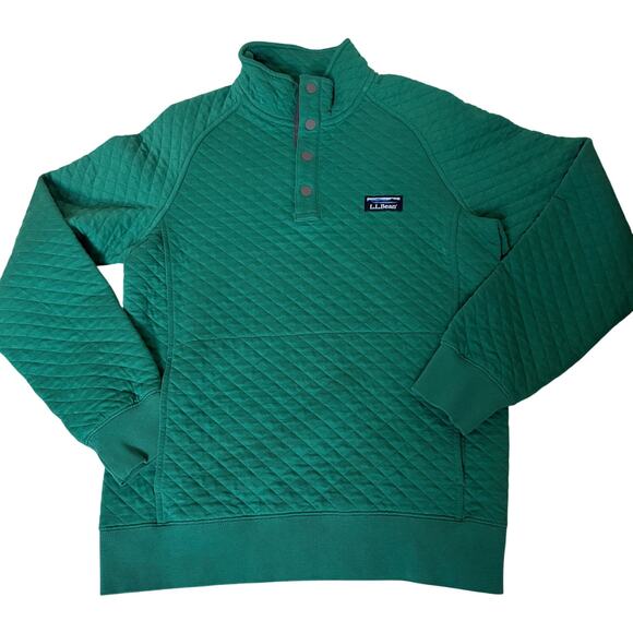 L.L. BEAN Men's Small Quilted Mockneck Sweatshirt Pullover 3/4 Snap GORPCORE - Picture 1 of 5